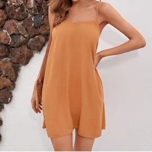 Dress Swing Hem Solid Slip Orange Large New